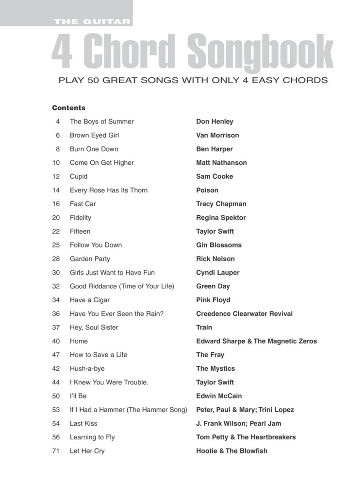 The Guitar 4-Chord Songbook G-C-D-Em Guitar Tab