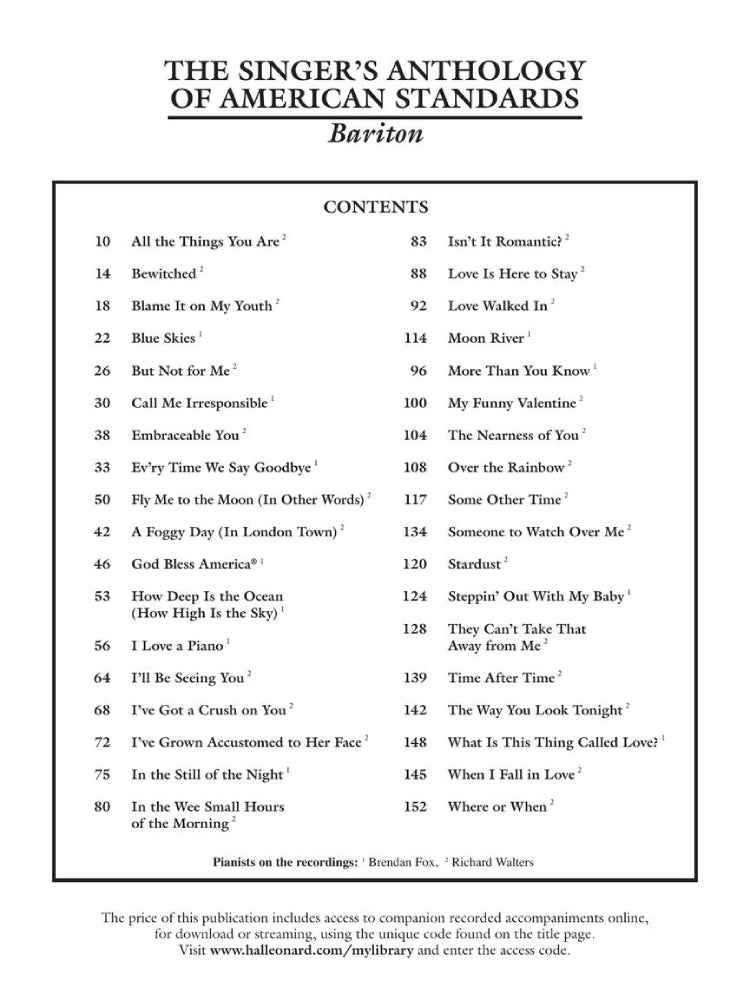 The Singer's Anthology of American Standards Baritone Edition BK/OLA