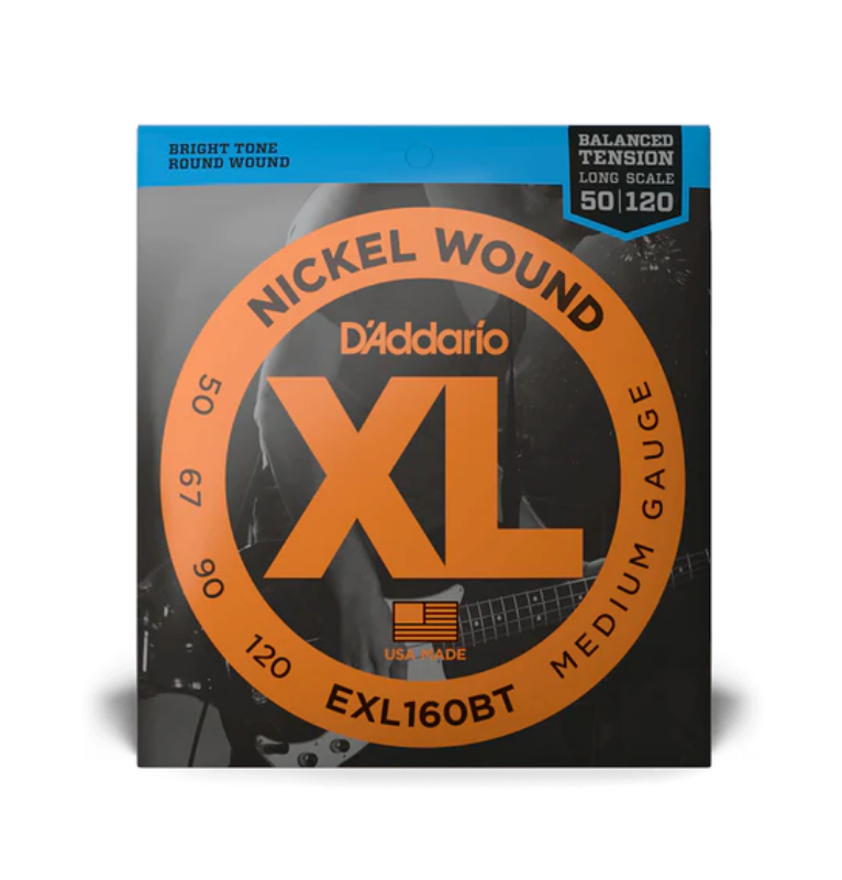 D'Addario Bass Guitar Strings Set Balanced Nickel Wound Long 50/120