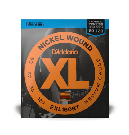 D'Addario Bass Guitar Strings Set Balanced Nickel Wound Long 50/120