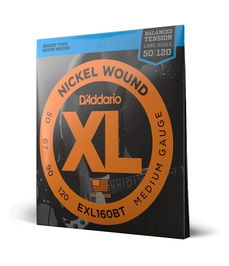 D'Addario Bass Guitar Strings Set Balanced Nickel Wound Long 50/120