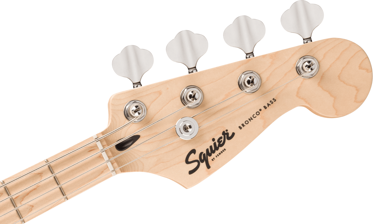 Squier FSR Squier Sonic Bronco Bass, Maple Fingerboard, White Pickguard in Shell Pink