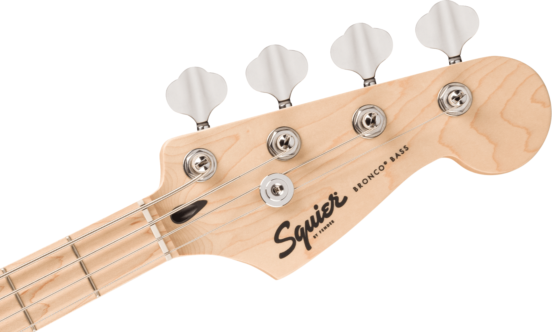 Squier FSR Squier Sonic Bronco Bass, Maple Fingerboard, White Pickguard in Shell Pink