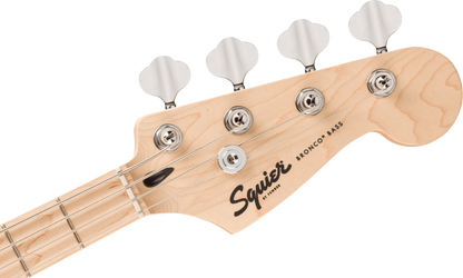 Squier FSR Squier Sonic Bronco Bass, Maple Fingerboard, White Pickguard in Shell Pink