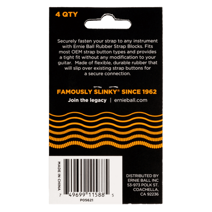 Ernie Ball Strap Blocks 4pk in Orange
