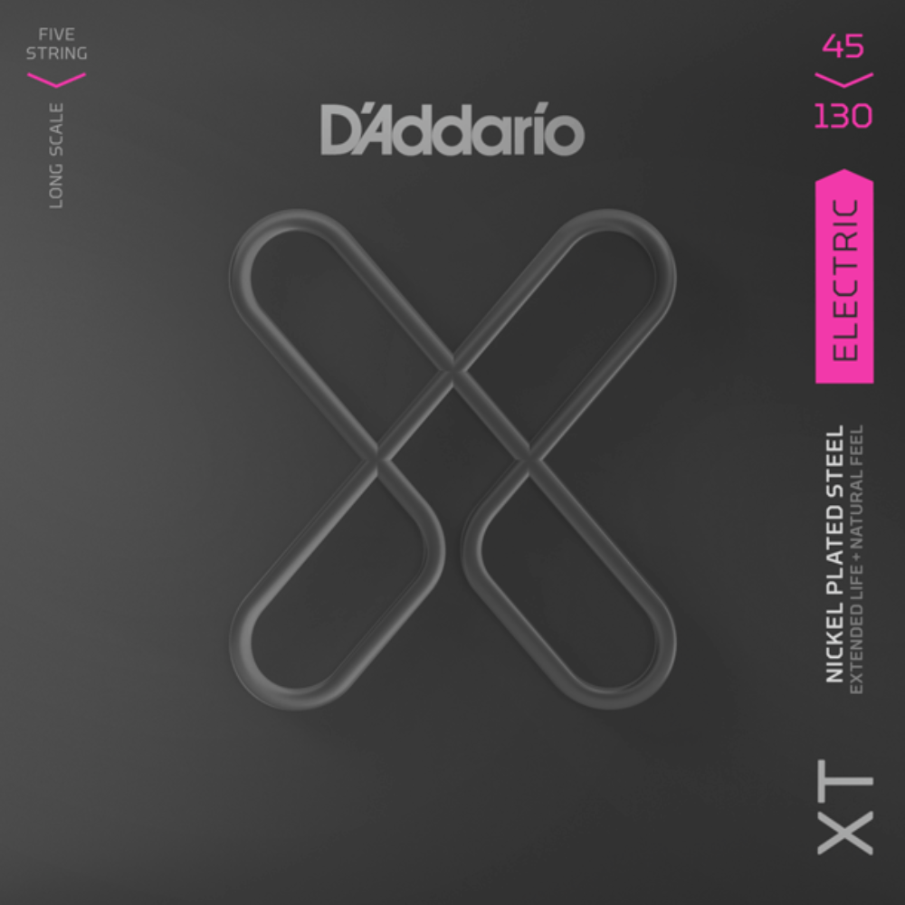 D'Addario XTB45130 XT Nickel Plated Steel Regular Light Long Scale Bass Guitar Strings  45-130  Gauge