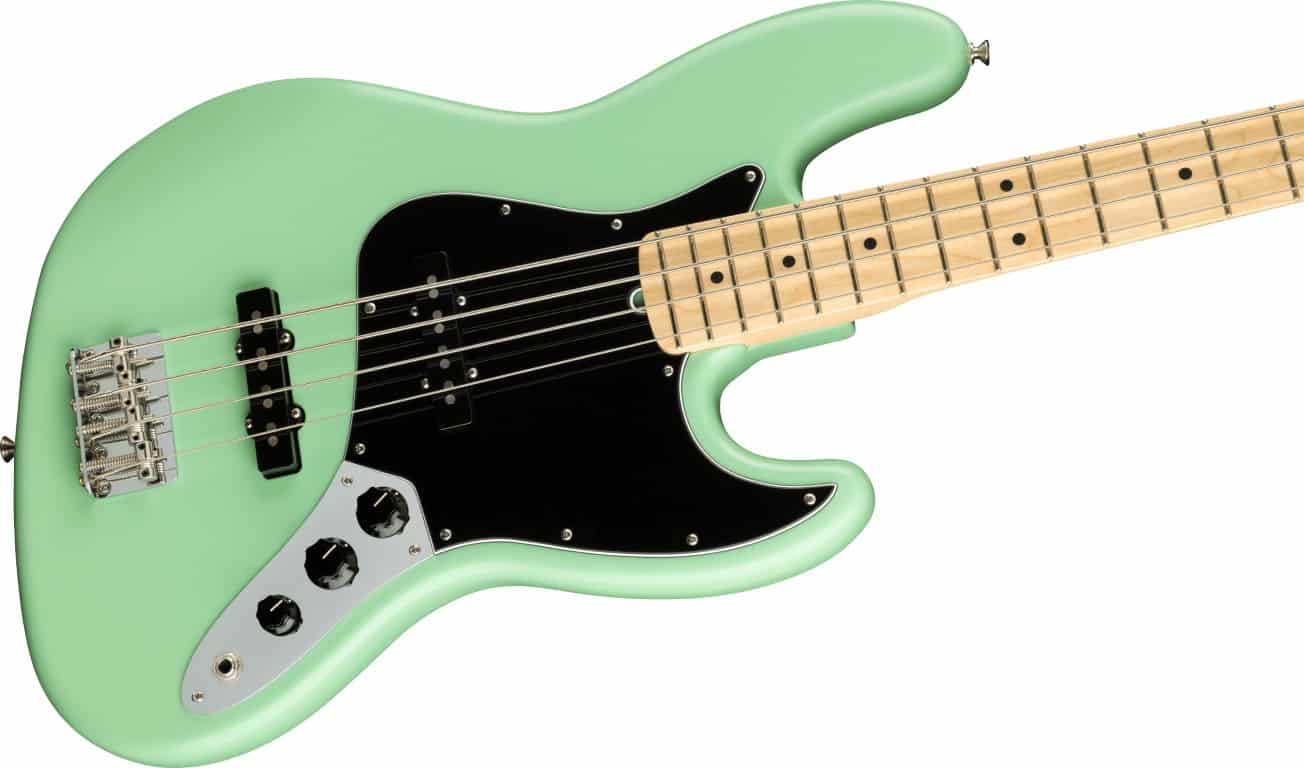 Fender American Performer Jazz Bass, Maple Fingerboard in Satin Surf Green
