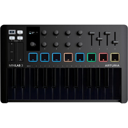 Arturia MiniLAB 3 Compact MIDI Keyboard & Pad Controller in Deep Black