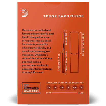 Rico By D'Addario Tenor Saxophone Reeds Strength 1.5 10 Pack