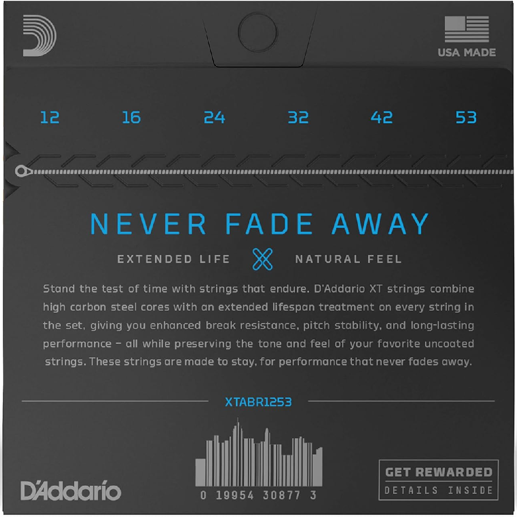 D'Addario XT 80/20 Bronze Acoustic Guitar Strings 12-53 Gauge