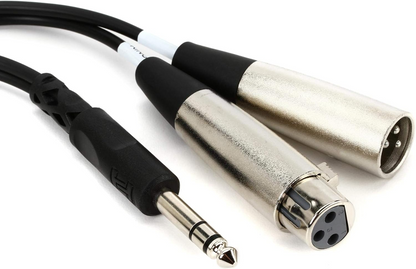 Hosa SRC203 Insert Cable, 1/4 IN TRS to XLR3M And XLR3F, 3 M