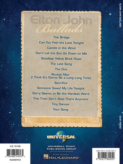 Elton John Ballads Easy Piano