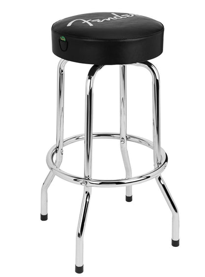 Fender® Spaghetti Logo Pick Pouch Barstool in Black/Chrome 30"
