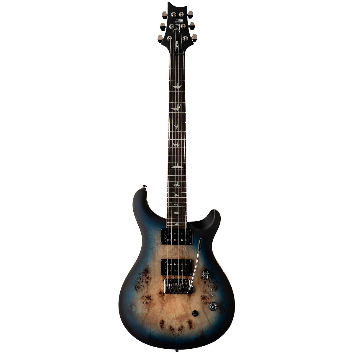 PRS SE Custom 24-08 Poplar Burl Limited Edition Electric Guitar in Lake Blue Midnight Burst
