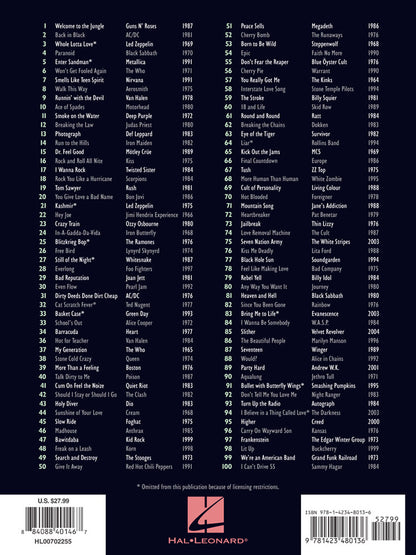VH1 100 Greatest Hard Rock Songs Easy Guitar