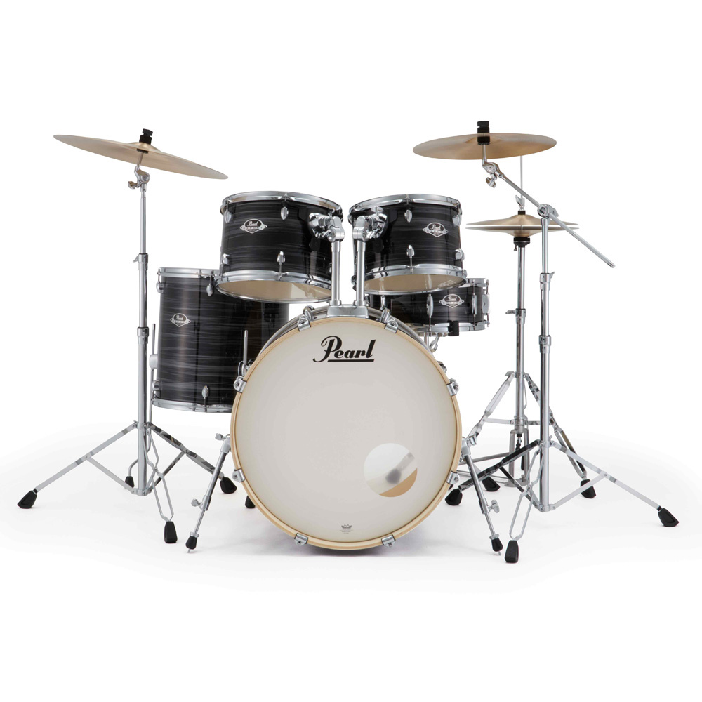 Pearl Export Plus 5-Piece Rock Drum Kit with Cymbal Pack in Graphite Silver Twist