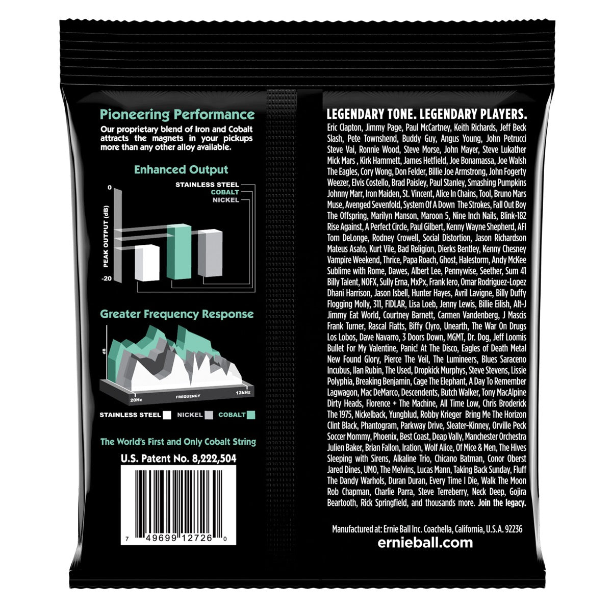 Ernie Ball Cobalt Slinky Electric Guitar Strings 12-56 Gauge