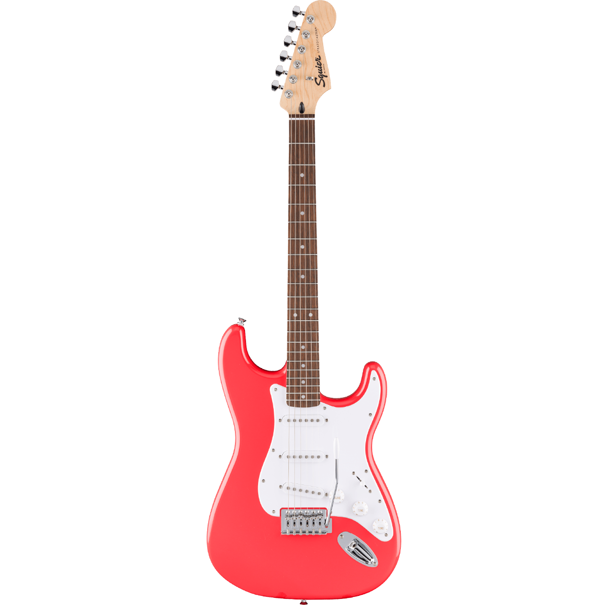 Squier FSR Squier Sonic Stratocaster, Laurel Fingerboard, White Pickguard in Fiesta Red