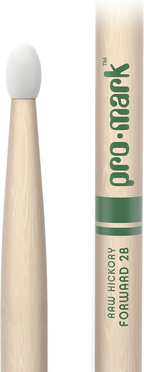 Promark 2B American Hickory Natural Nylon Tip Drum Stick (1 Pair)