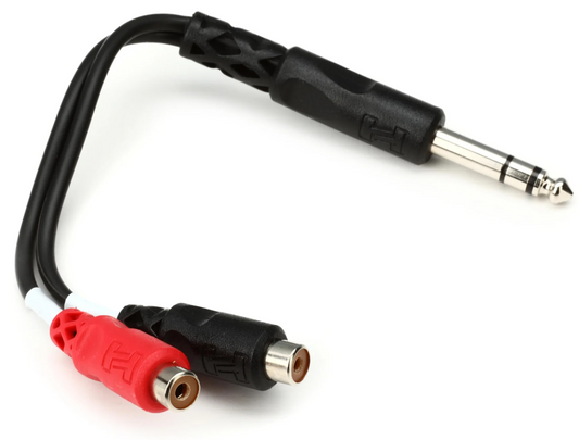 Hosa YPR102 1/4" TRS to Dual RCAF Stereo Breakout Cable