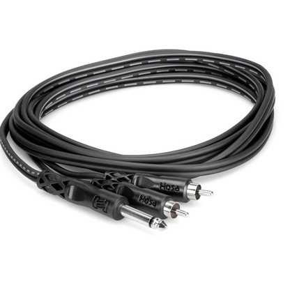 Hosa CYR103 Y Cable, 1/4 IN TS to Dual RCA, 3 M