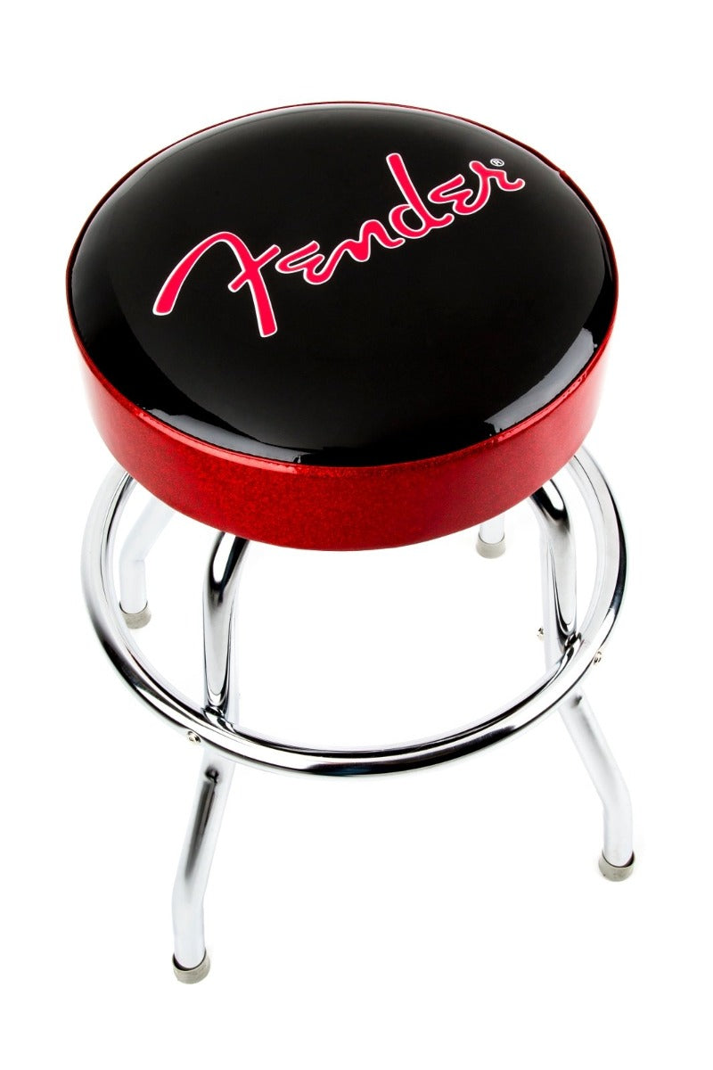 Fender® Red Sparkle Logo Barstool in Black/Red Sparkle 24"