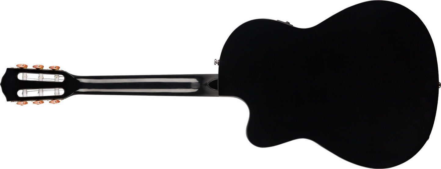 Fender CN140SCE Nylon Thinline, Walnut Fingerboard in Black