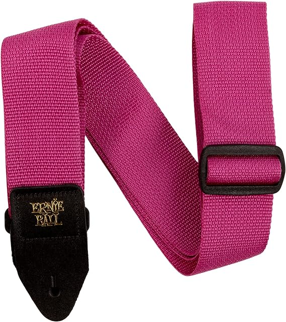 Ernie Ball Polypro Guitar Or Bass Strap in Raspberry & Black