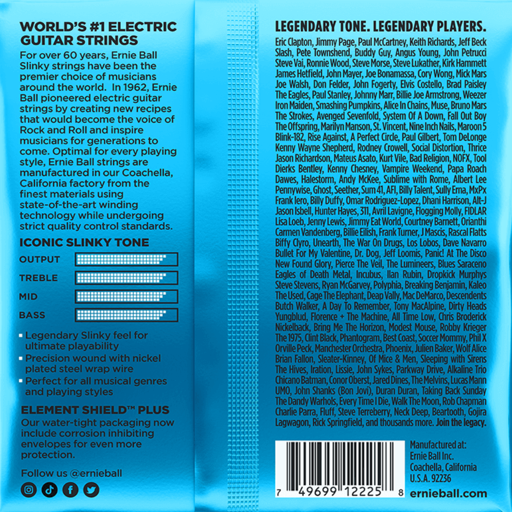 Ernie Ball 2225 Extra Slinky Nickel Wound Electric Guitar Strings .08-.38 Gauge