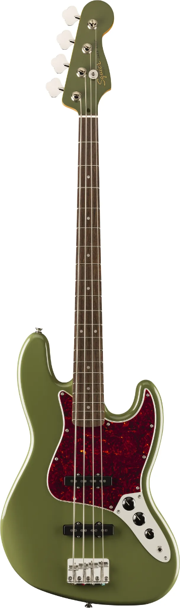 Squier FSR Classic Vibe '60s Jazz Bass, Laurel Fingerboard, Tortoiseshell Pickguard, Matching Headstock in Antique Olive