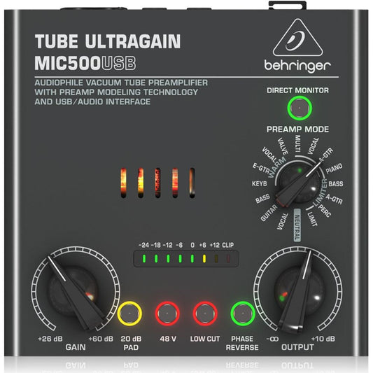 Behringer Tube Ultragrain MIC500USB  Audiophile Vacuum Tube Preamplifier