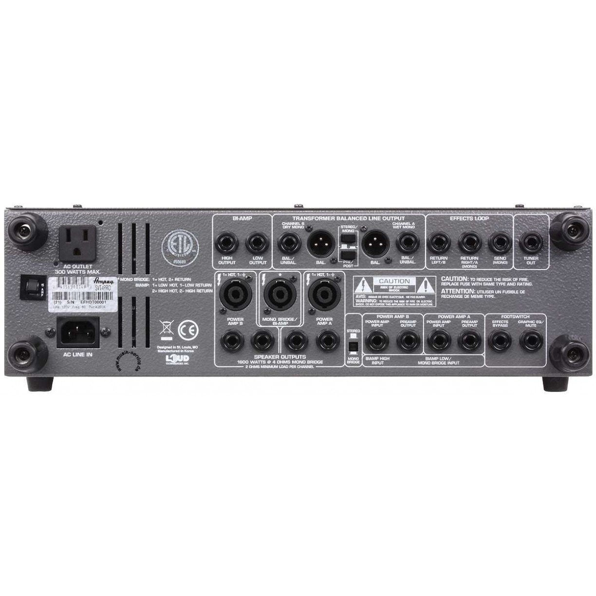 Ampeg SVT4PRO 1200W Bass Amp Head